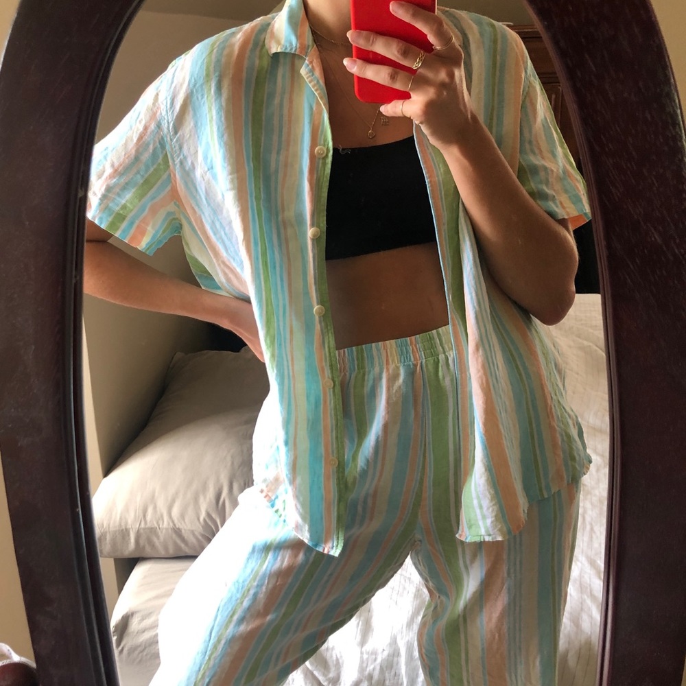 Vintage Two Piece Matching Set 100% Linen